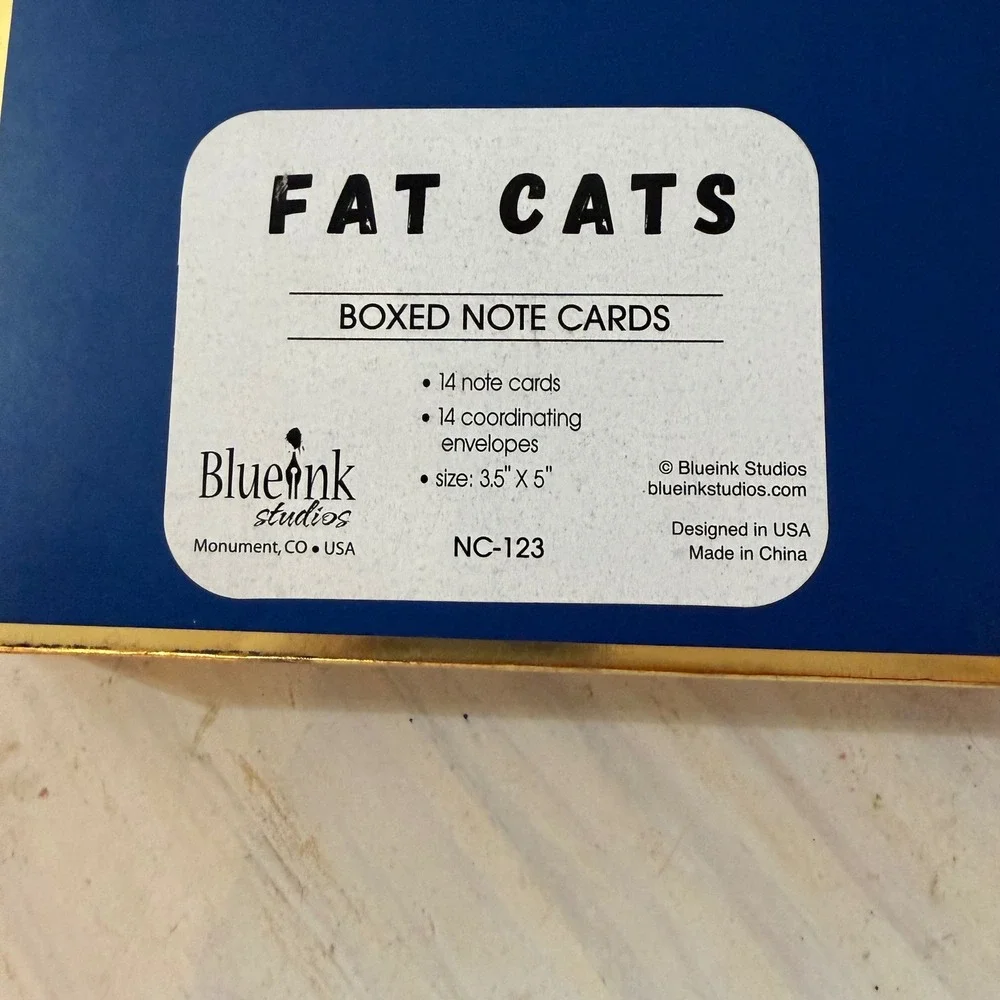 Boxed Stationery Lot 14 Fat Cat Cards & 19 Thank You Gift Note Cards Envelopes